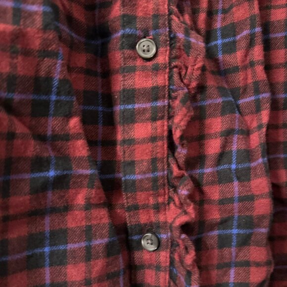 Plaid Ruffle Short-Sleeve Flannel Shirt - Large Tall - GAP - Picture 6 of 8